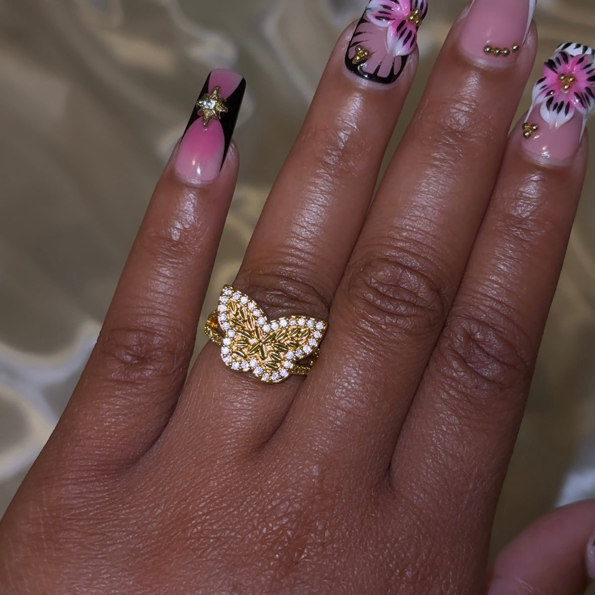 24k Gold Plated Butterfly Ring