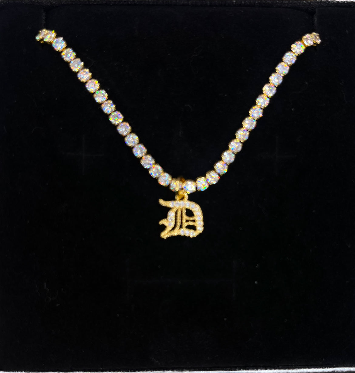 Dainty Tennis Initial Necklace