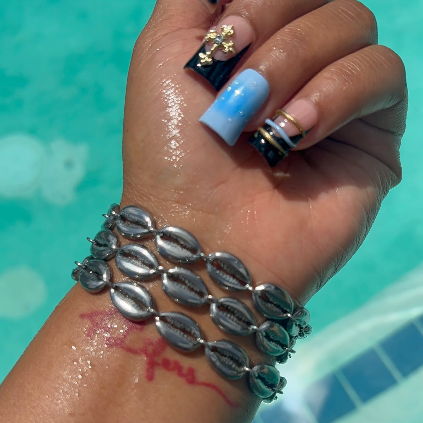 Silver Cowrie Shell Bracelet