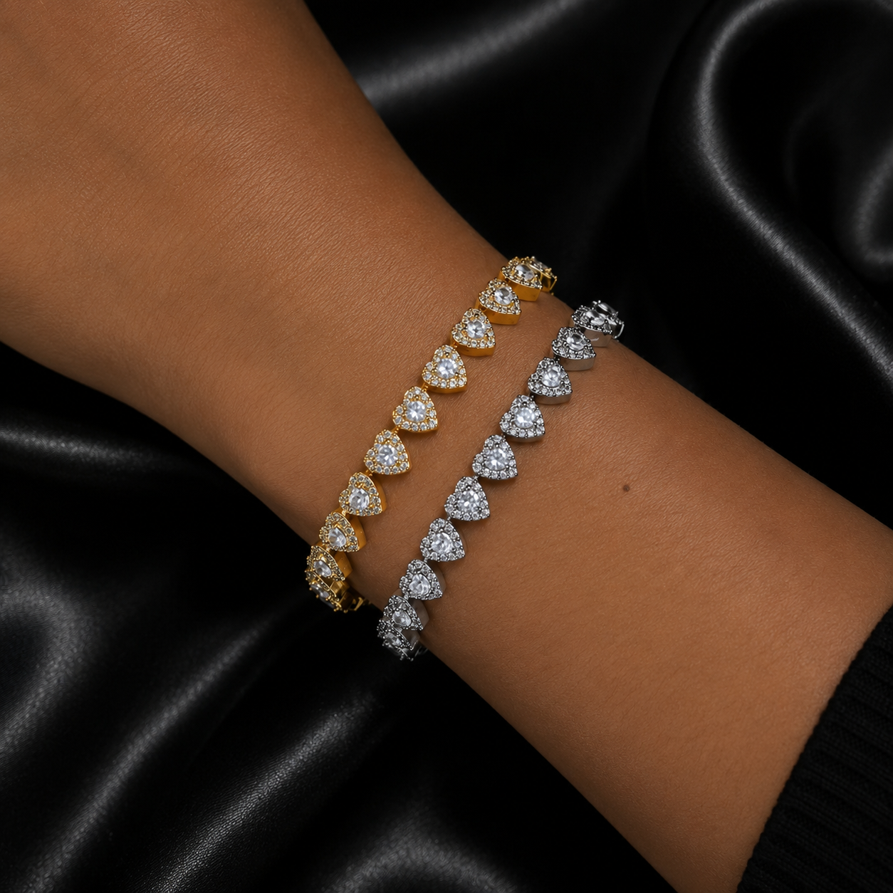 Clustered Heart Tennis Bracelet