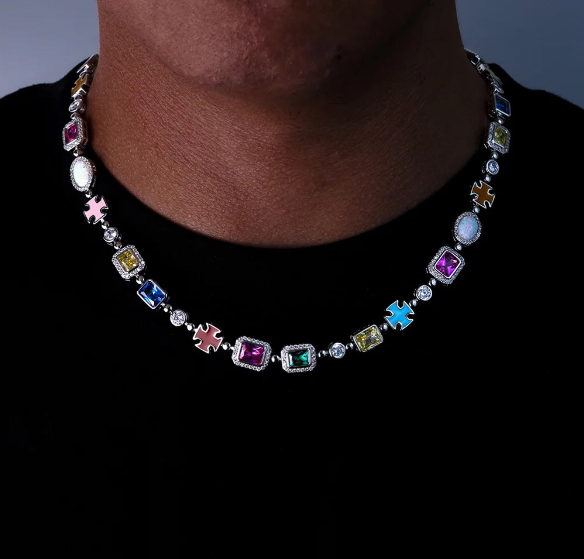 Geometric Gemstone Tennis Chain