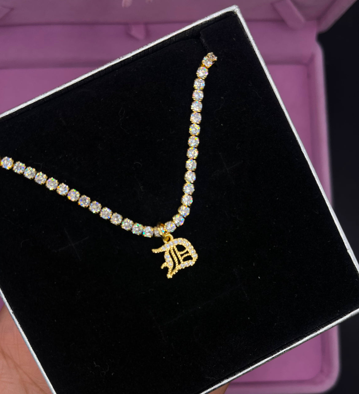 Dainty Tennis Initial Necklace