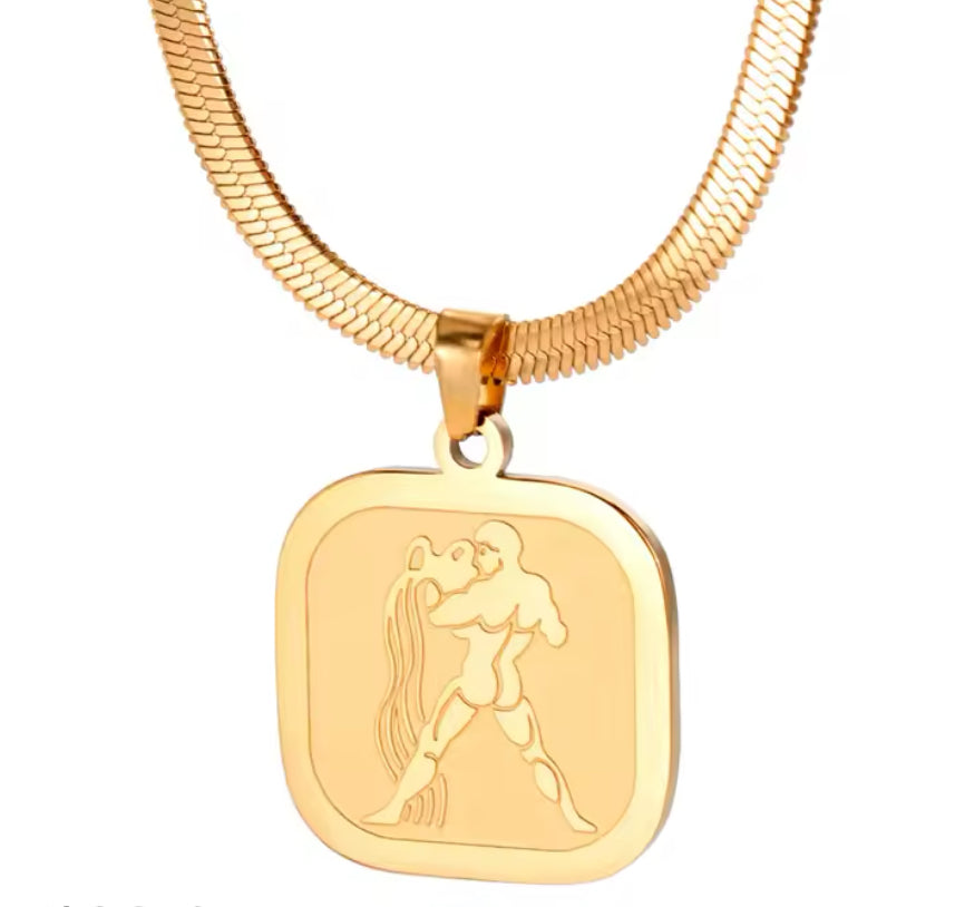 Herringbone Zodiac Necklace