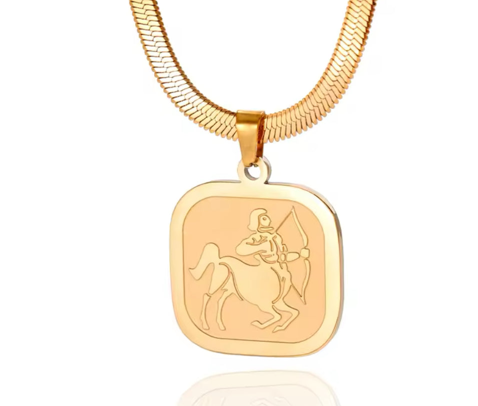 Herringbone Zodiac Necklace