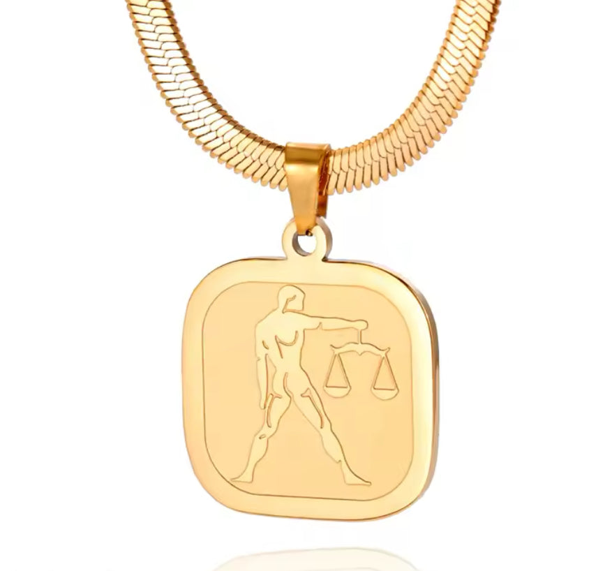 Herringbone Zodiac Necklace