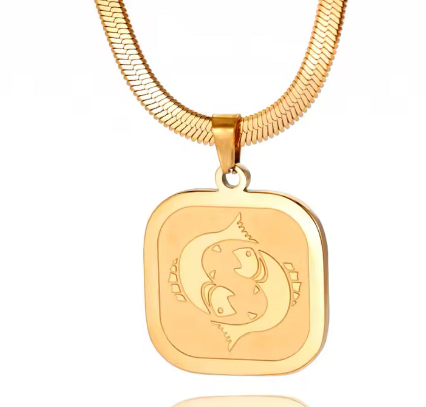 Herringbone Zodiac Necklace