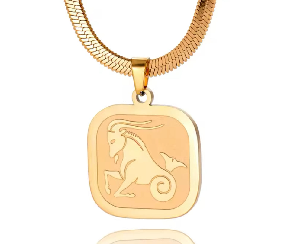 Herringbone Zodiac Necklace