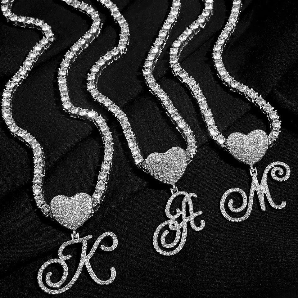 Tennis Cursive Initial Necklace