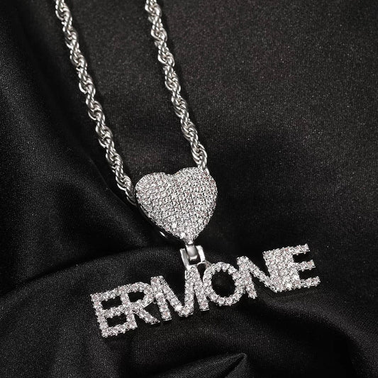 Iced Heart Name Necklace