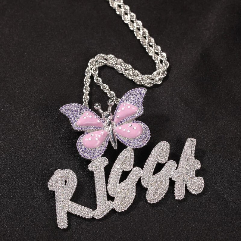 Butterfly Button Name Necklace