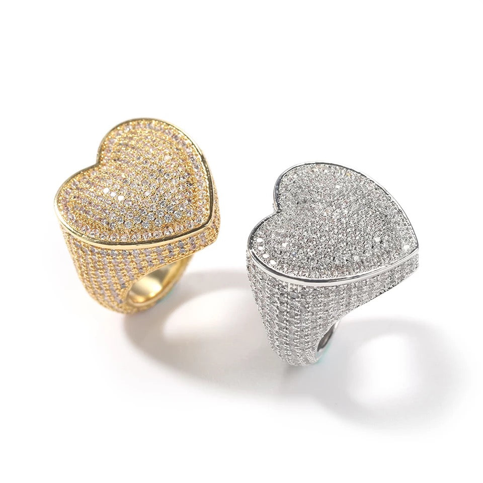 Iced Out Heart Ring