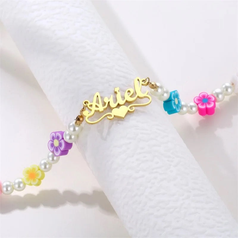 Girls Flower Name Necklace