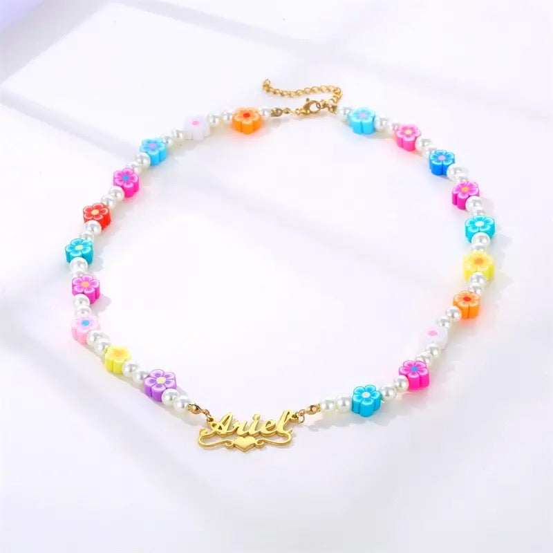 Girls Flower Name Necklace