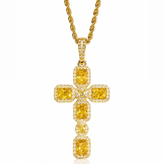 Yellow Topaz Cross Necklace