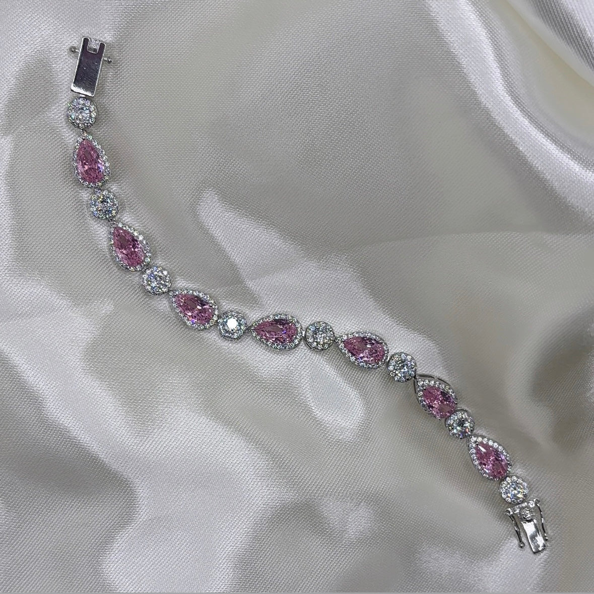 Pink Topaz Tennis Bracelet