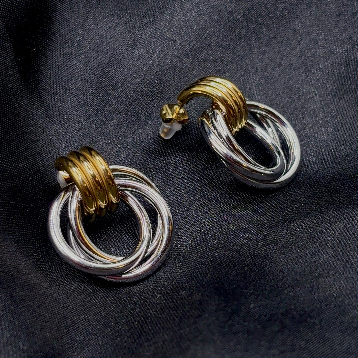 Mixed Metal Spiral Earrings