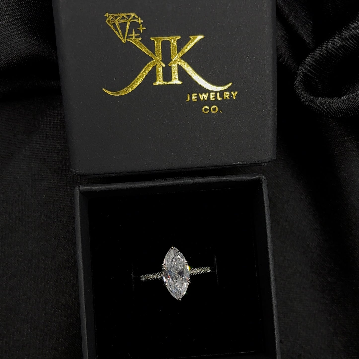 Moissanite Marquise Promise Ring