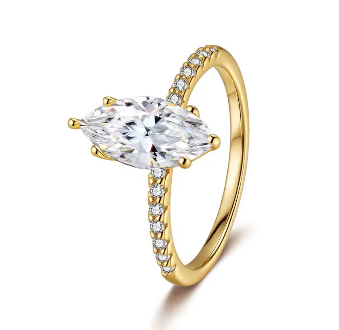 Moissanite Marquise Promise Ring