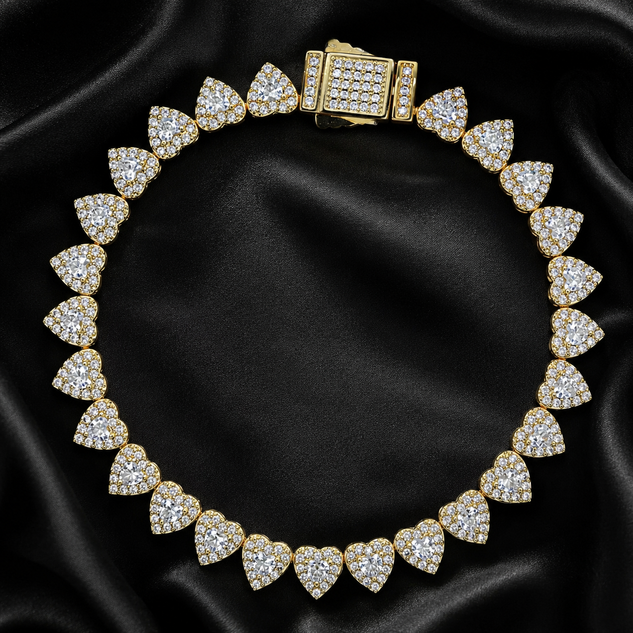 Clustered Heart Tennis Bracelet
