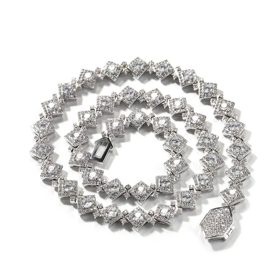 Kk Chain Clustered Rhombic Tennis Chain – KK Jewelry Company