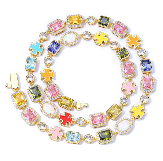Geometric Gemstone Tennis Chain