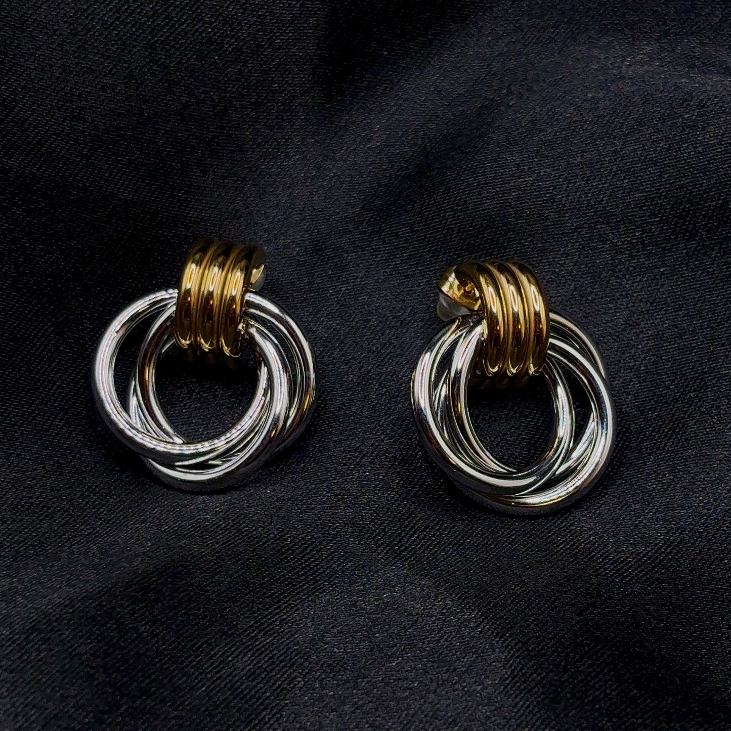 Mixed Metal Spiral Earrings