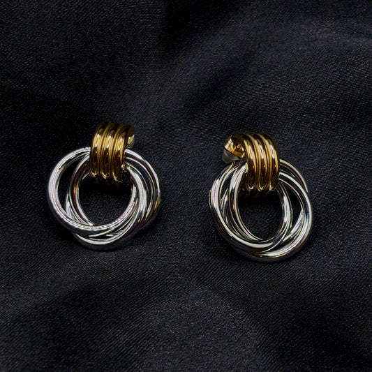 Mixed Metal Spiral Earrings