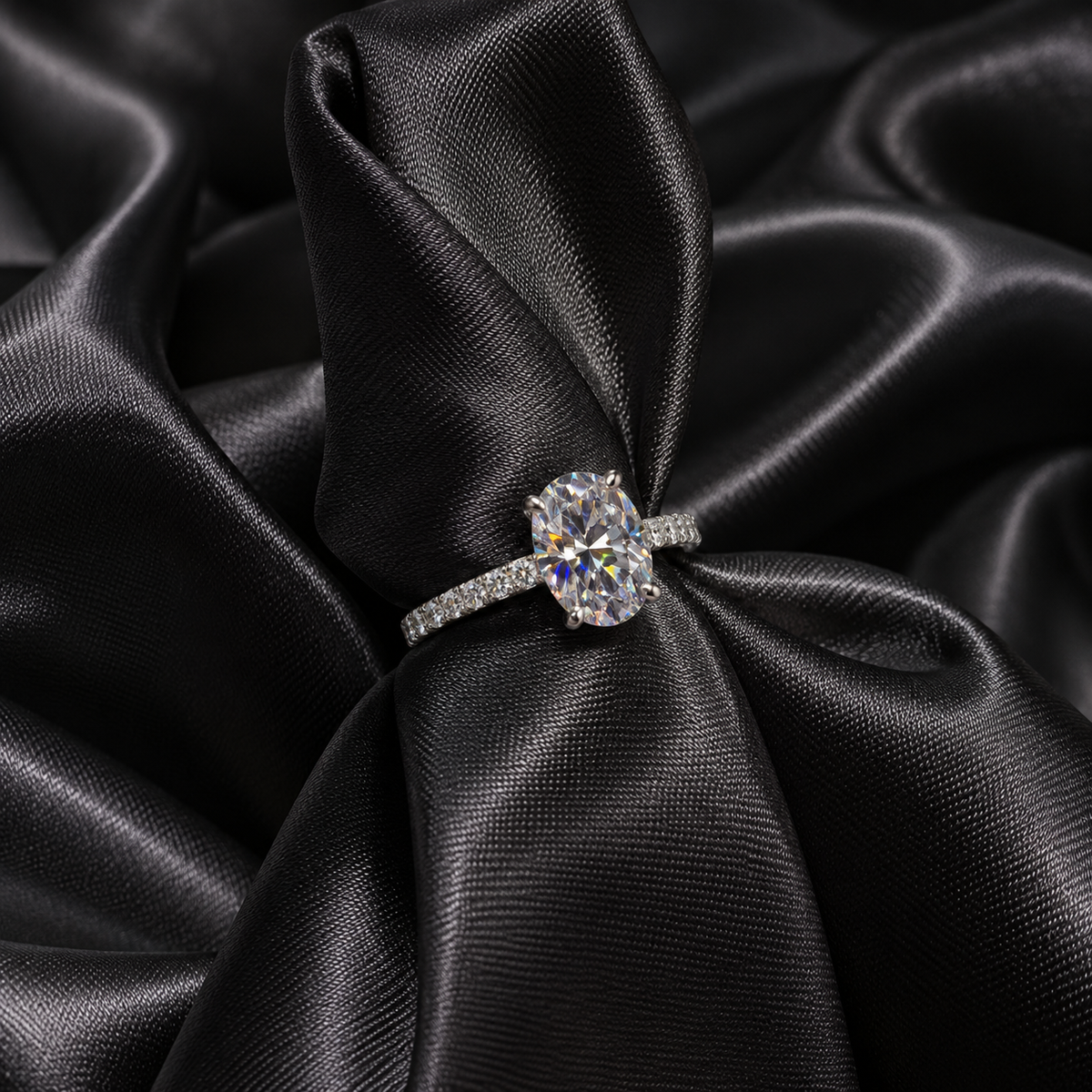 Oval Moissanite Promise Ring