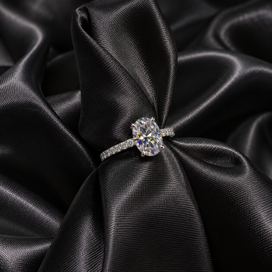Oval Moissanite Promise Ring