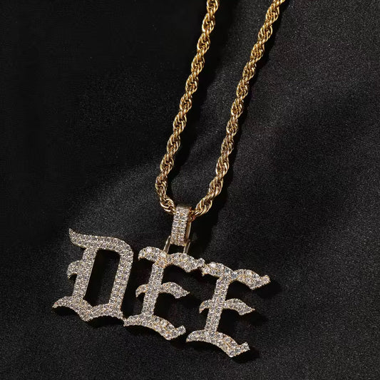 Iced Old English Name Necklace