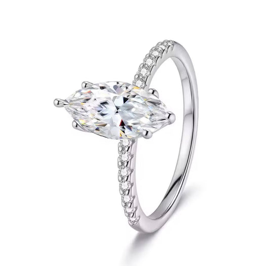 Moissanite Marquise Promise Ring
