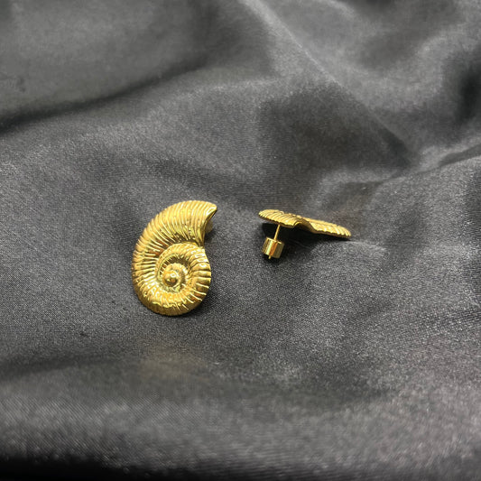 Gold Seashell Stud Earrings