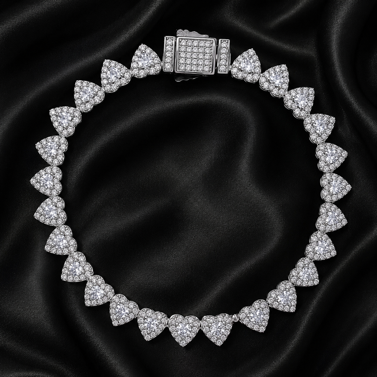 Clustered Heart Tennis Bracelet