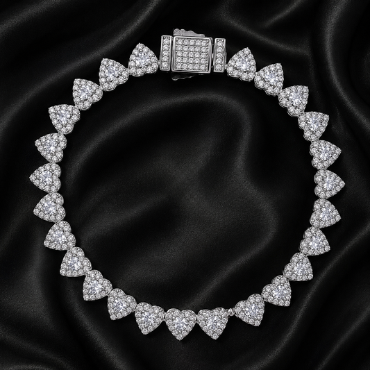 Clustered Heart Tennis Bracelet