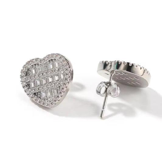 Bling Heart Stud Earrings