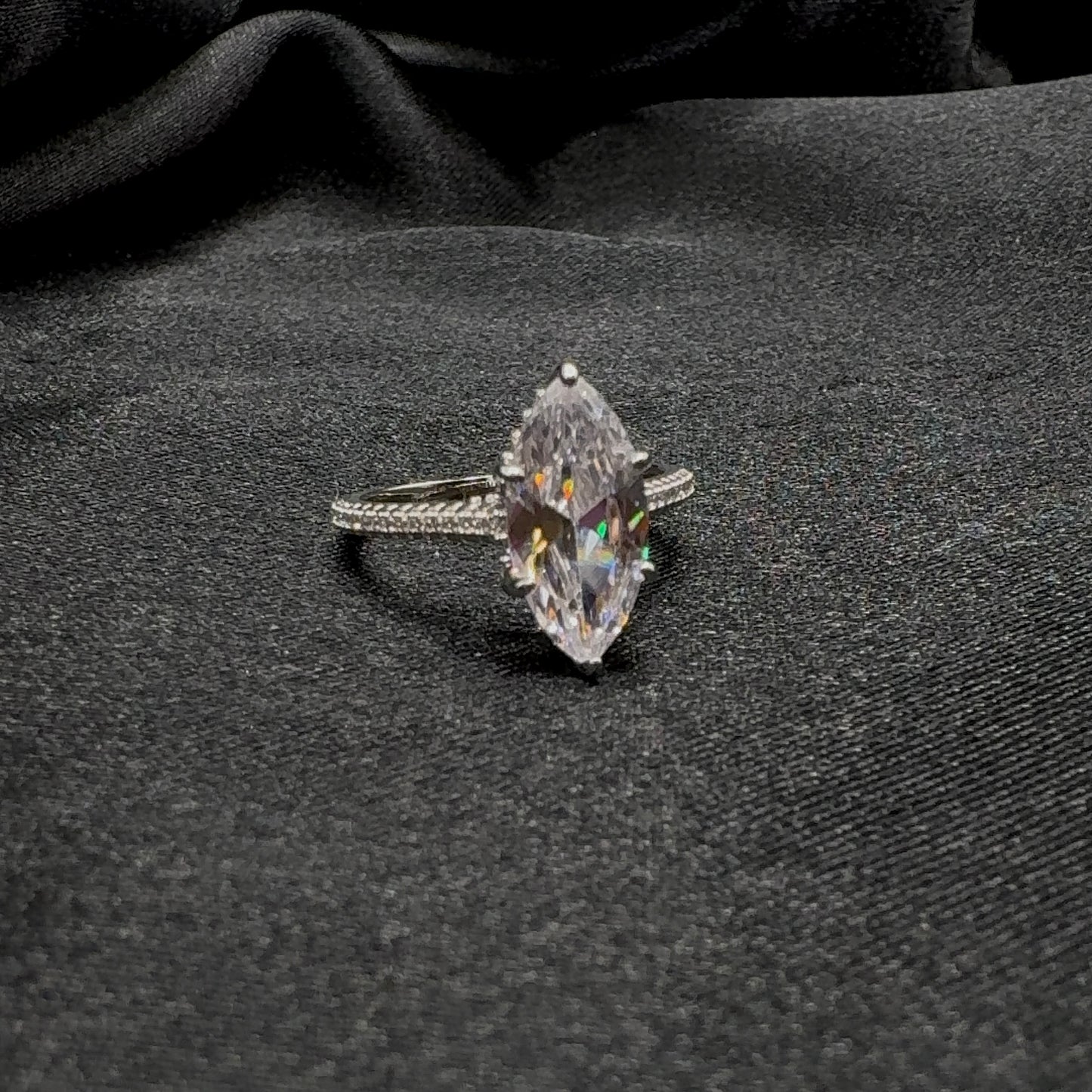 Moissanite Marquise Promise Ring