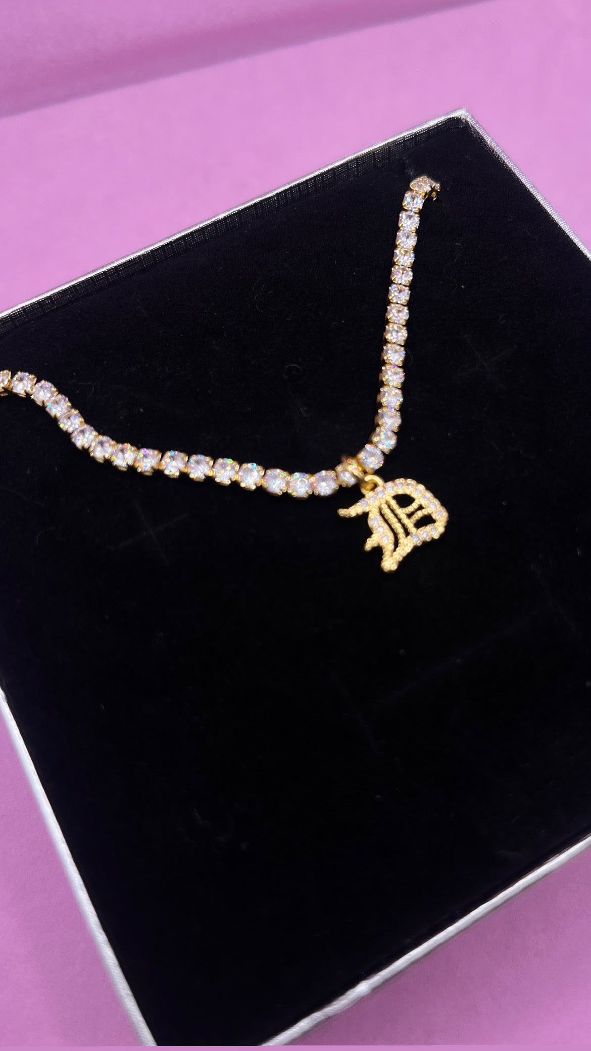 Dainty Tennis Initial Necklace