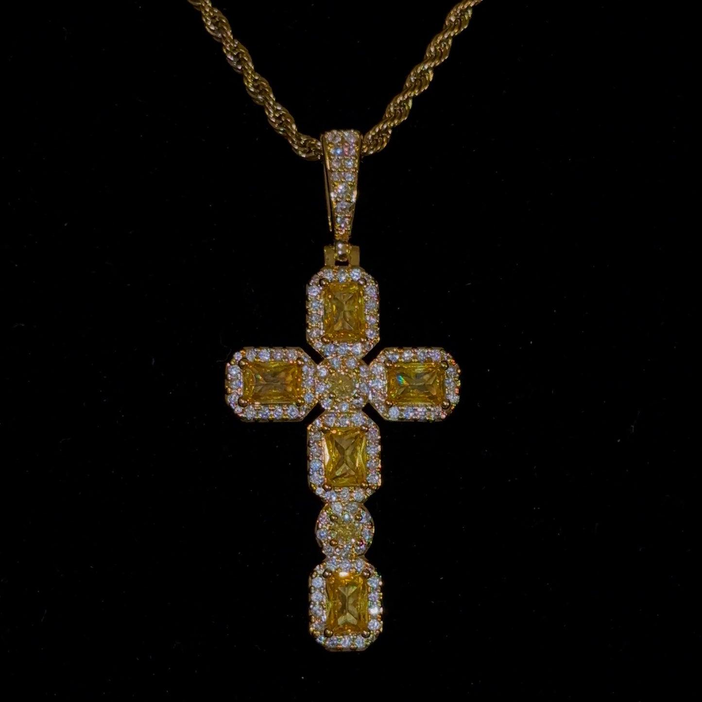 Yellow Topaz Cross Necklace