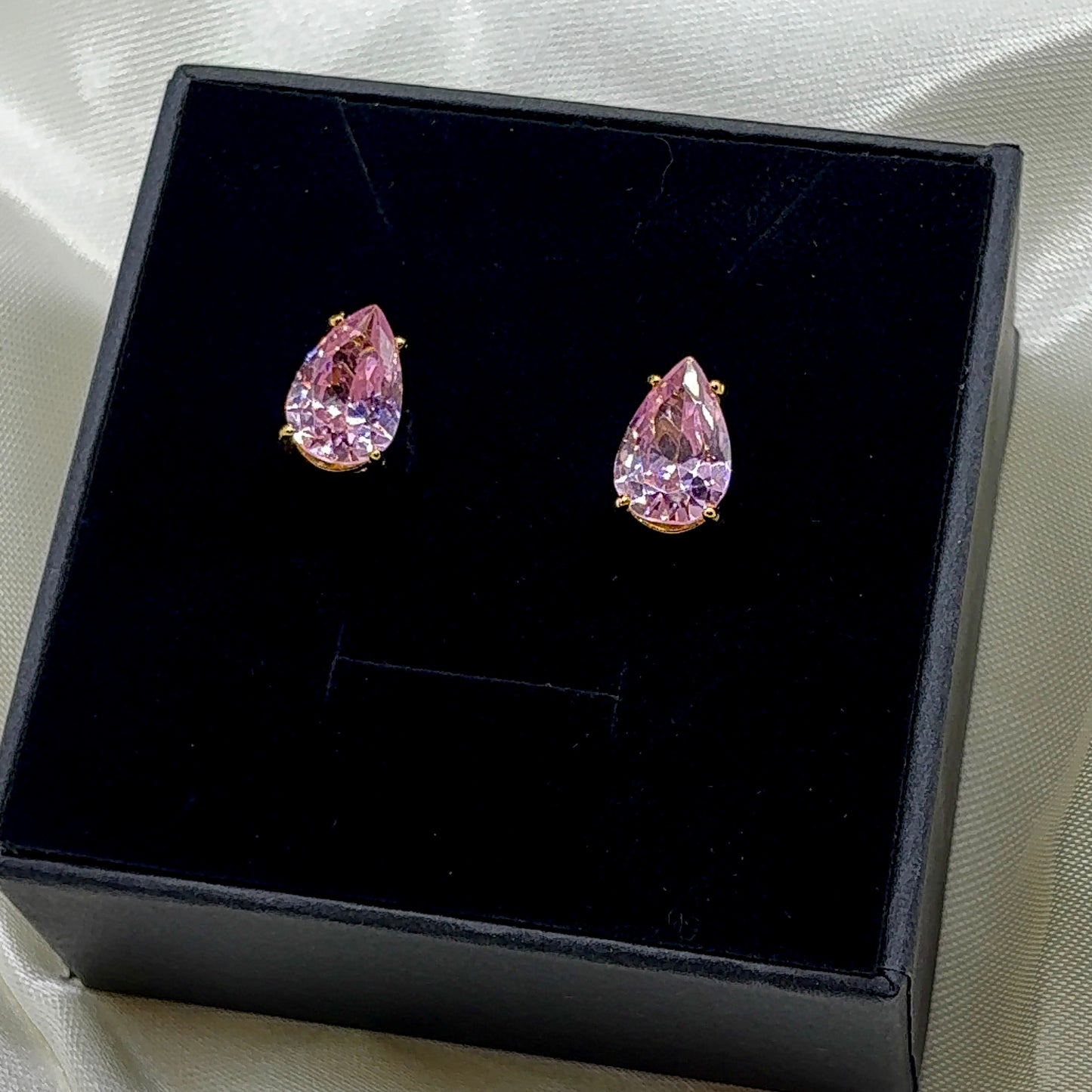 Pink Pear Stud Earrings