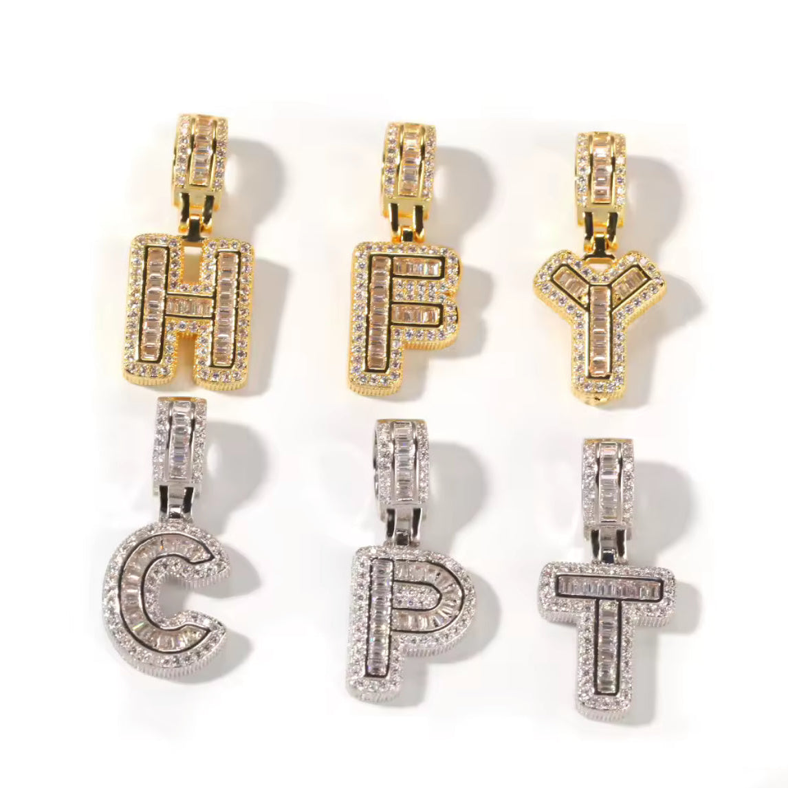 Baguette Bling Initial Necklace