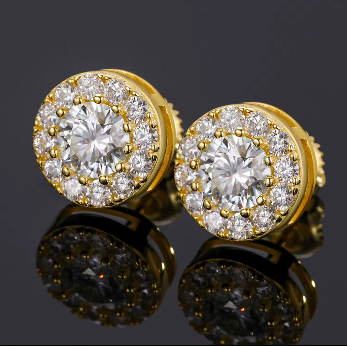 Round Clustered Moissanite Earrings