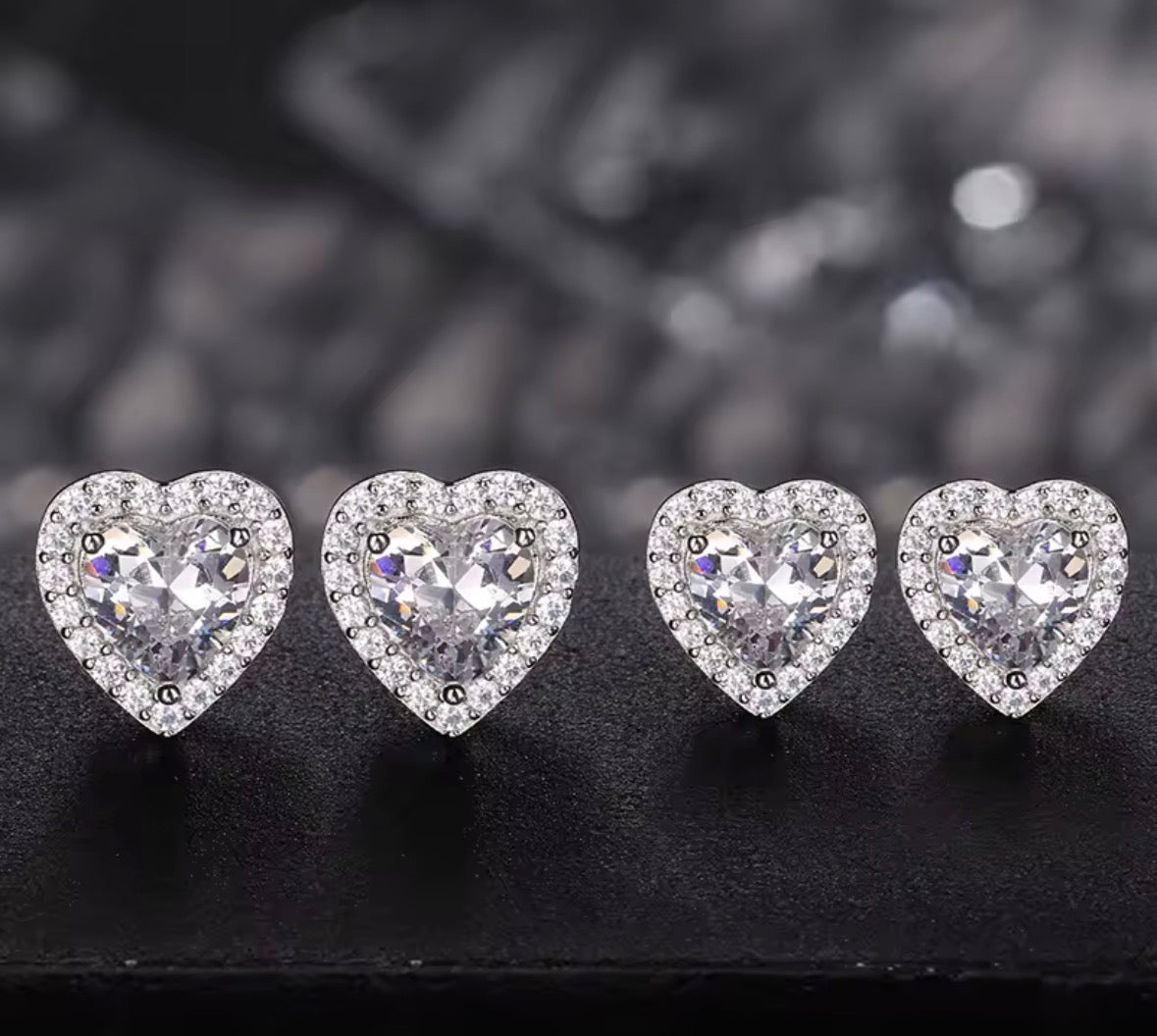 Moissanite Heart Stud Earrings