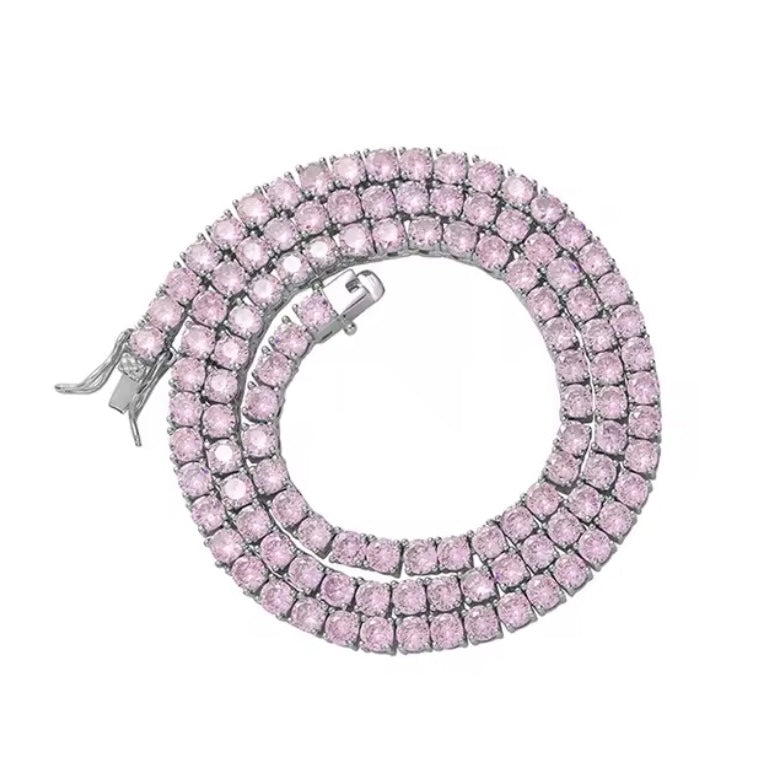 Pink Tennis Necklace