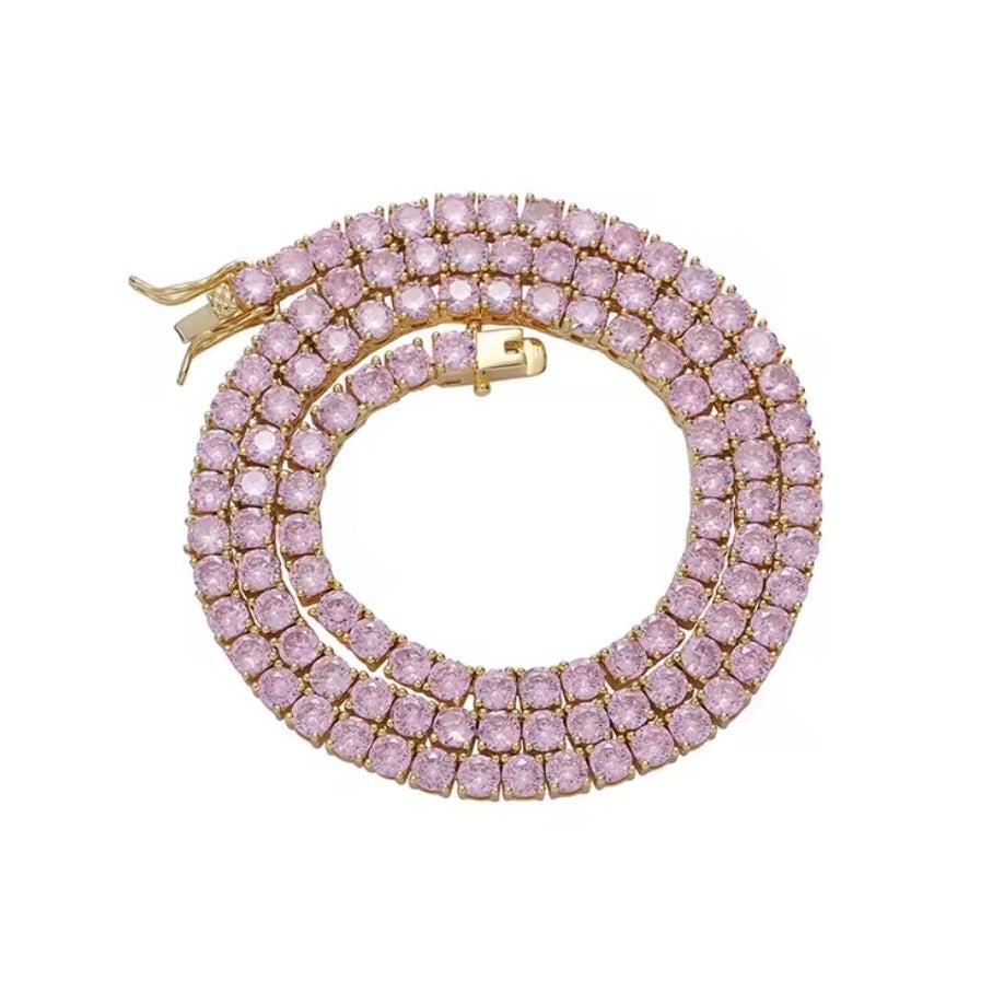 Pink Tennis Necklace