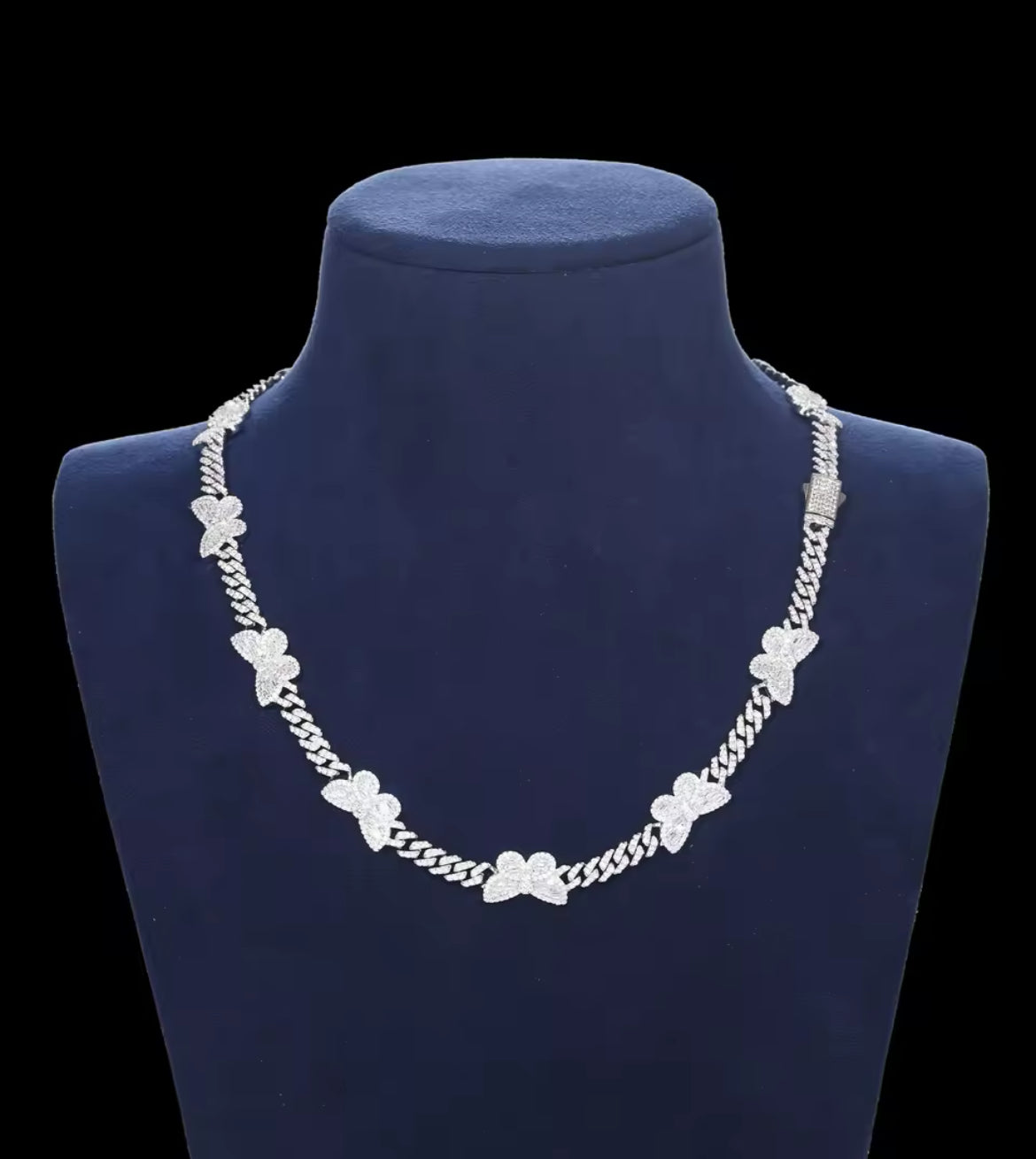 925 Moissanite Butterfly Cuban Chain