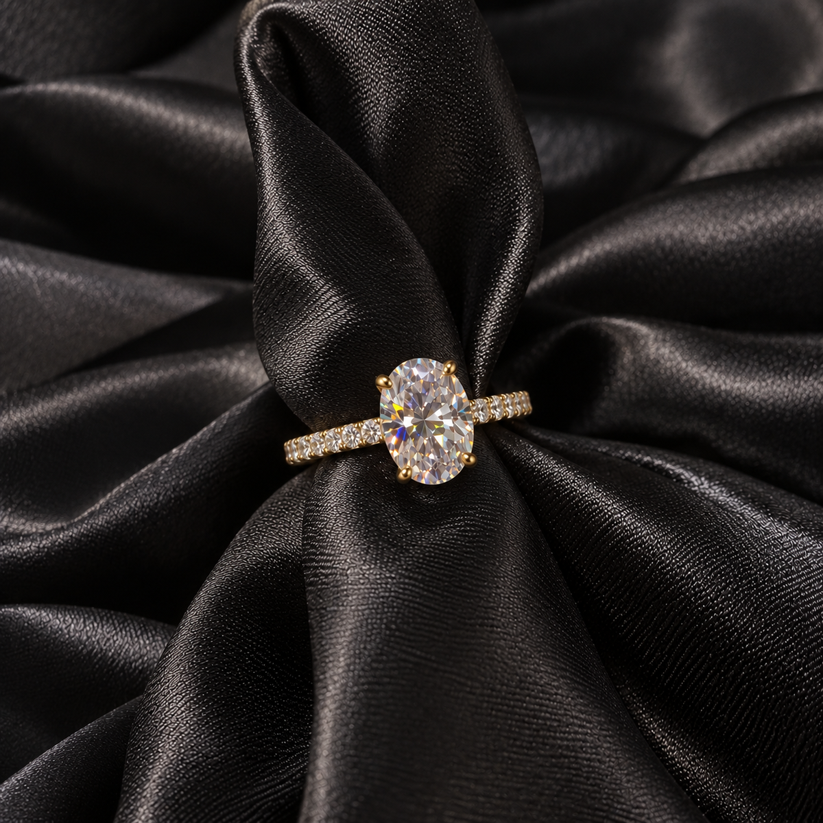 Oval Moissanite Promise Ring